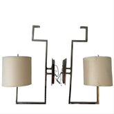 Pair of Chrome Sconces, Wall Lights with Paper Shades, Sku 033015